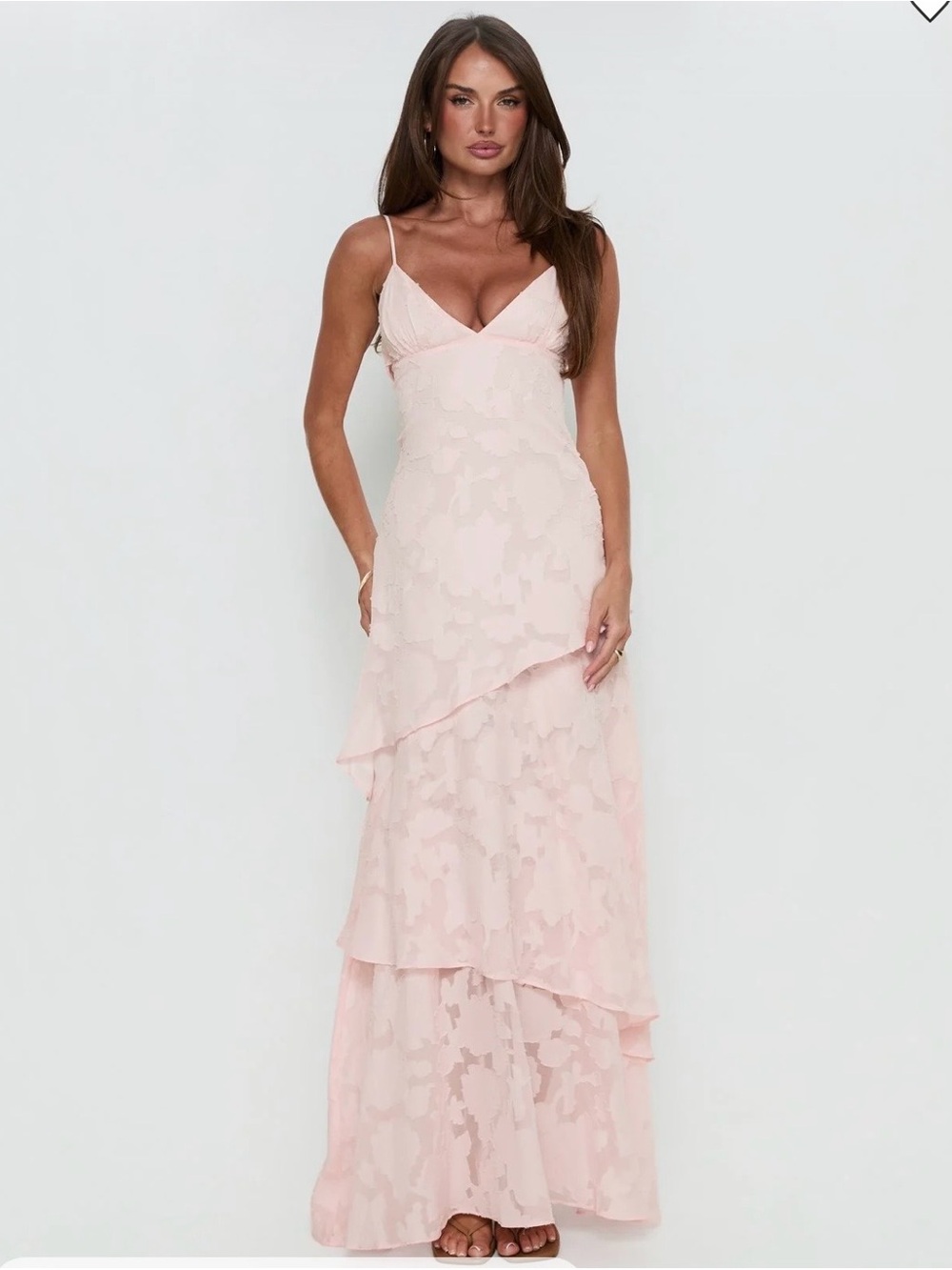Princess Polly Lyricah Tiered Tie Back Maxi Dress Pink